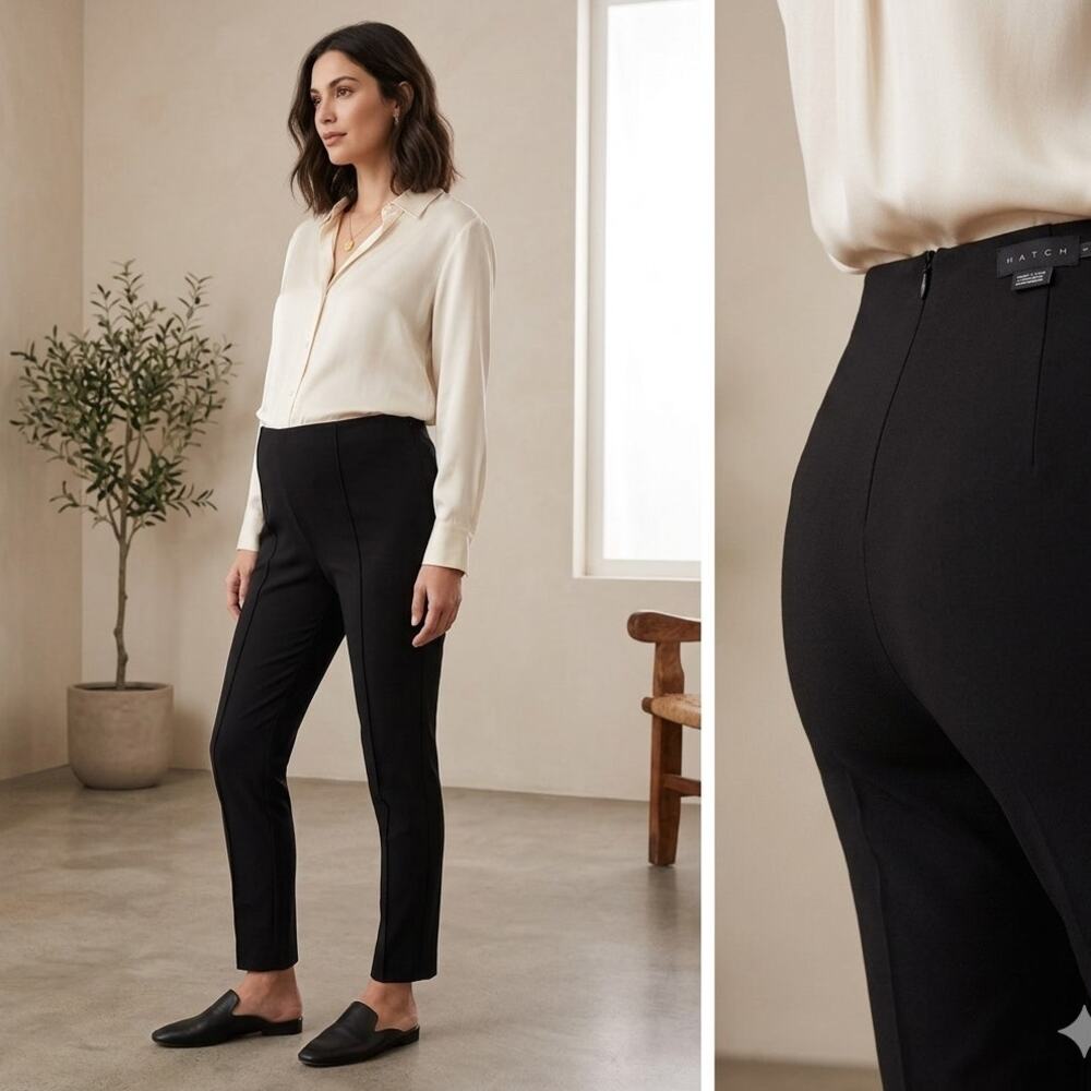 HATCH Collection The Stiletto Pant Black Front Seam Maternity Tapered Ankle 1 S